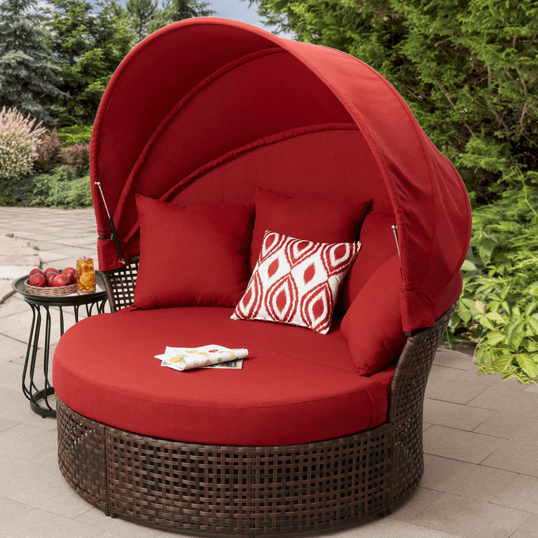 Mainstays Tuscany Ridge 2-Piece Outdoor Daybed with Retractable Canopy, Red