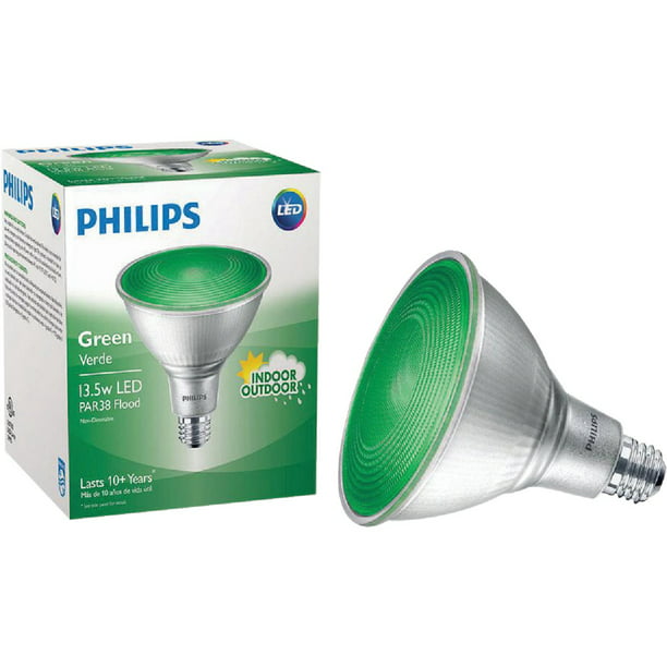Philips 100w Equivalent Green Par38, Green Led Flood Light Bulbs