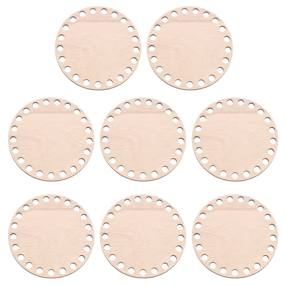 Uxcell 4" Diameter Crochet Basket Bottom, 8Pcs Round Blank Wooden Base for DIY Craft Weaving Supplies, Brown