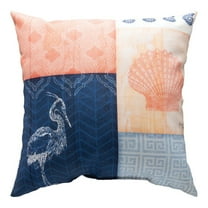 MWW Nautical Wonder Climaweave Throw Pillow, 18x18 inches, White Blue Orange