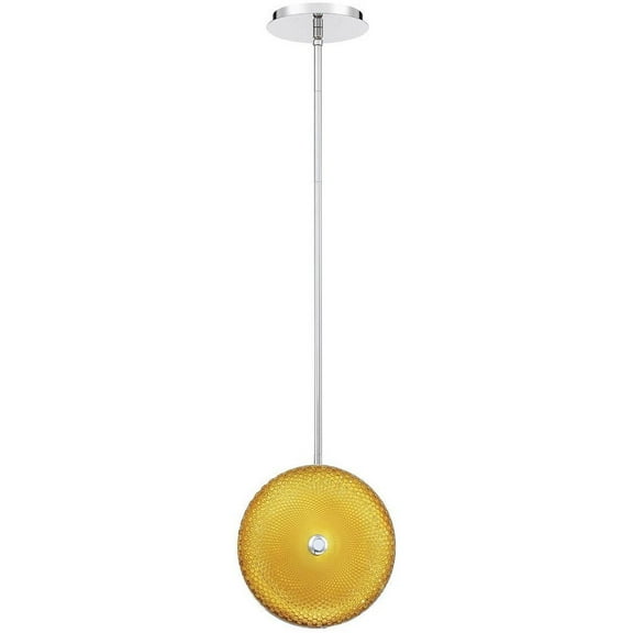 35913-047 Eurofase Lighting Caledonia - 10 Inch 10W 1 LED Small Pendant-Chrome Finish-Yellow Glass Color