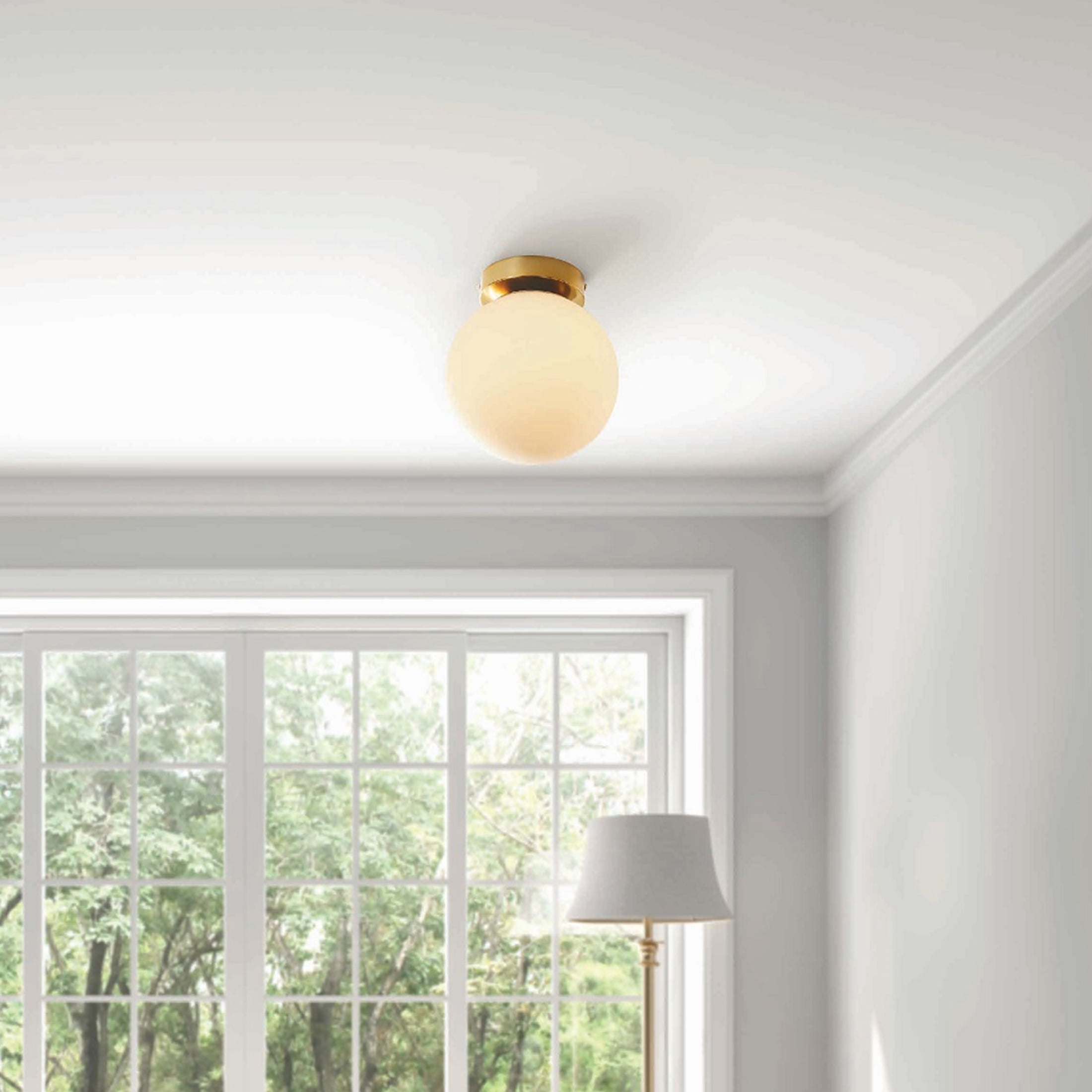 Better Homes & Gardens Frosted Globe Glass Ceiling Light, Brass, Light Bulb Included