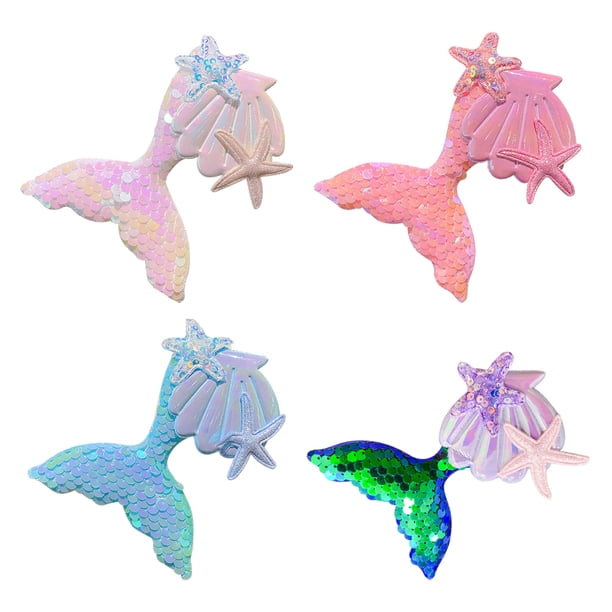 GOOHOCHY 4pcs brillo horquilla sirena barrete clips accesorios para el cabello para niñas