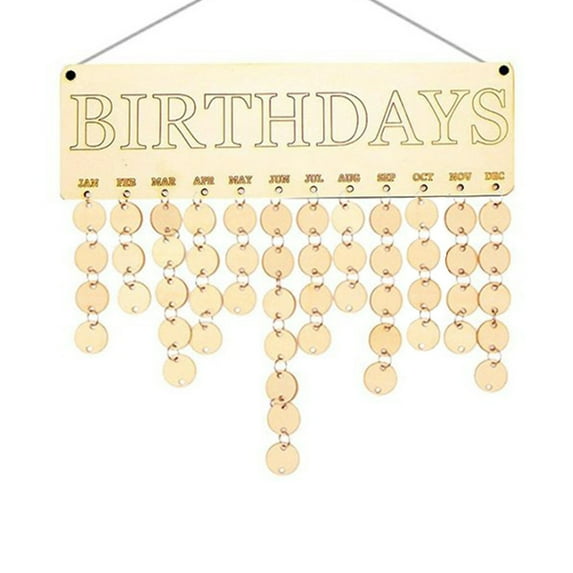 Gift for Moms Dads Wooden Birthday Reminder Calendar Sign Board Wall Hanging Family Decor Plaque Birthday Tracker Plaque Calendar Listing for Family Friends Classroom Household Props