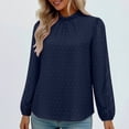 thumbnail image 2 of Annhoo Long Sleeve Shirts for Women Dressy Casual Pleated Crewneck Solid Color Loose Tops Spring Clothes, 2 of 8