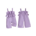 thumbnail image 2 of Yunliwuli Baby Girls Summer Casual Jumpsuit Sleeveless Solid Color Ruffle Trim Cami Playsuit, 2 of 9