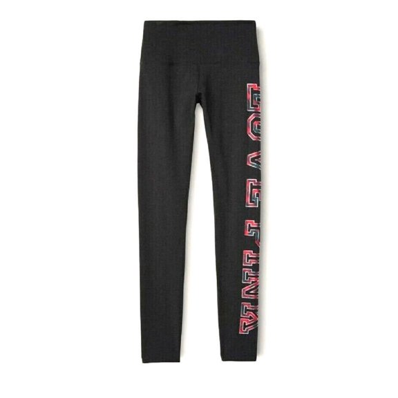 Victoria's Secret Pink High Waist Full Length Legging Dark Gray Red Plaid Logo Size X-Large New