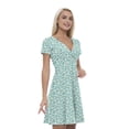 thumbnail image 1 of Women’s A Line Yellow and Blue Summer Dress, Retro Triangle Arrangement, Cross Wrap V Neck, 6 Sizes, by Ambesonne, 1 of 2