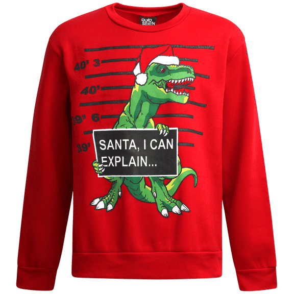Quad Seven Boys' Ugly Christmas Sweater - Fleece Novelty Xmas Holiday Party Pullover Sweatshirt (4-18)
