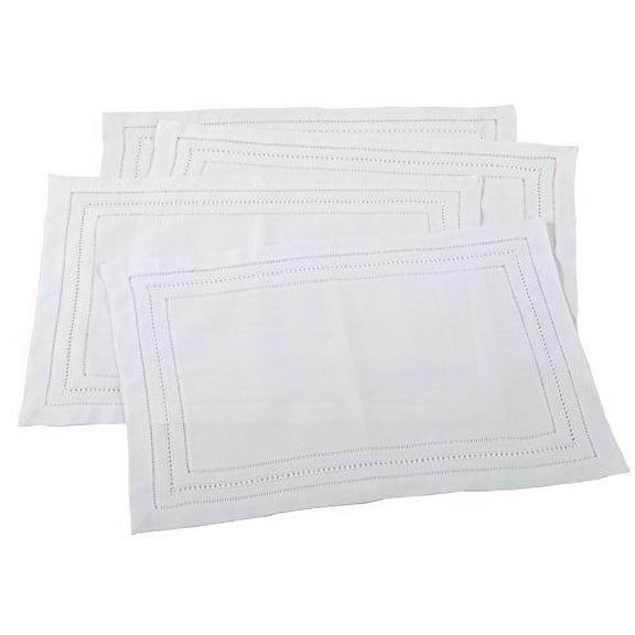 Handmade Hemstitch and Drawnwork Traycloth Placemat, Set of 4