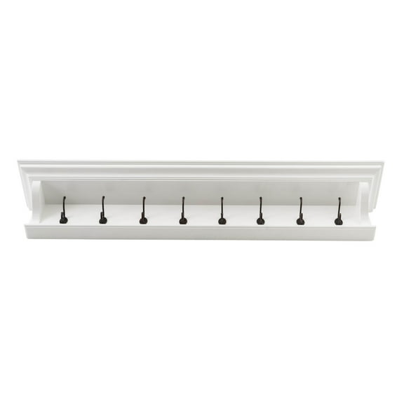 Home Wall Decorative Antique Brass Hardware 8 Hook Coat Rack 130Cm - White
