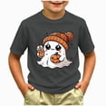 thumbnail image 2 of xaweyi Girls Halloween Tee Cute Ghost with Bow Graphic Short Sleeve Crew Neck Holiday Shirt,Sizes 18-24 Months, 2 of 5