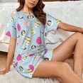 thumbnail image 4 of "Wukai Happy Easter Women's Pajama Set - Short-Sleeve Top and Shorts with Elastic Waistband and Pockets for Loungewear, Yoga, and Casual Wear-Large, 4 of 8