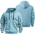 thumbnail image 5 of Athletic Hoodies for Men with Multi-Pockets Fleece Lined Long Sleeve Sweatshirts Button Pullover Solid Color Thermal Warm Workout Hoodie Tops, 5 of 5