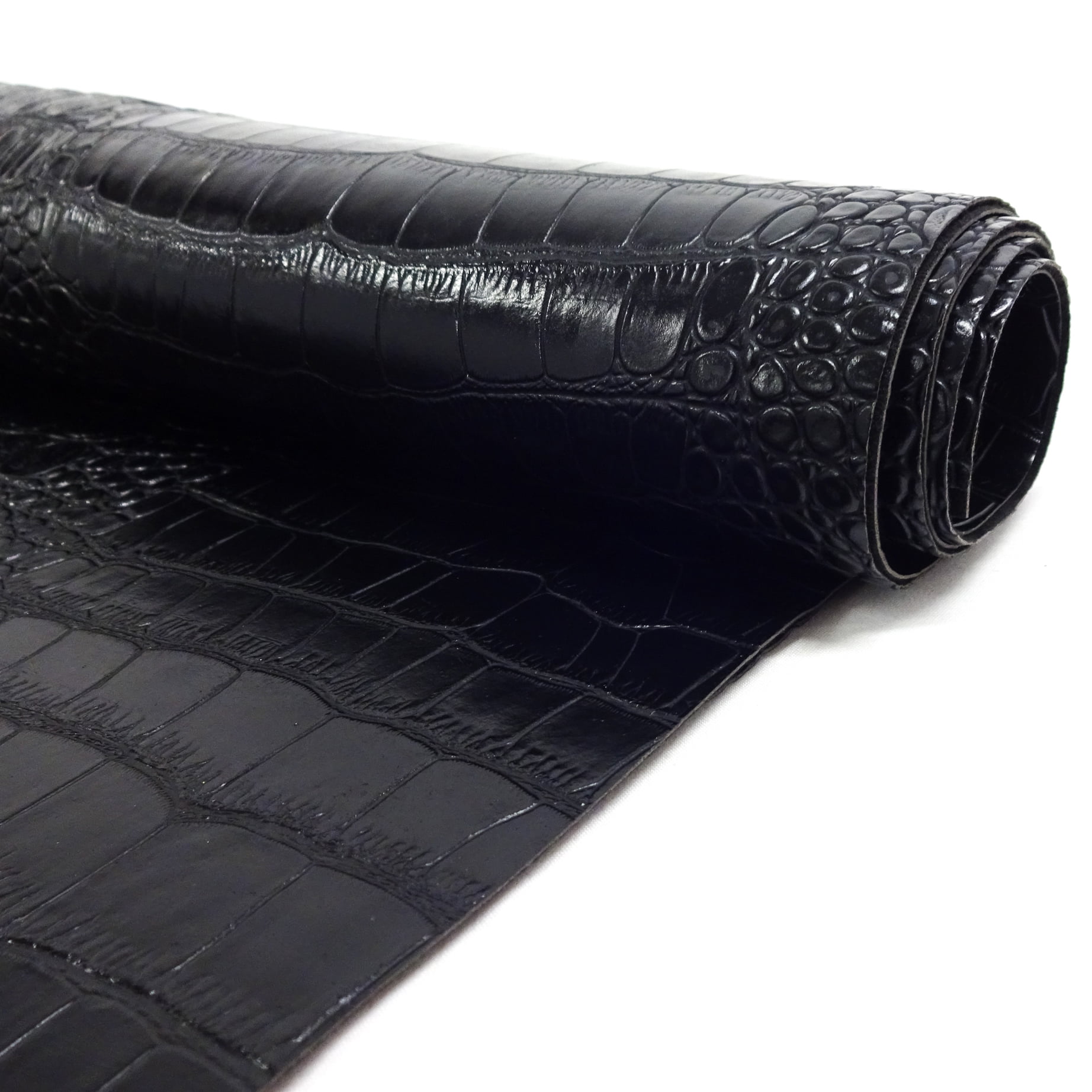 Waverly Inspirations By-the-Yard Crocodile Faux Leather Fabric, Black, 60” Wide for Crafts & DIY Projects