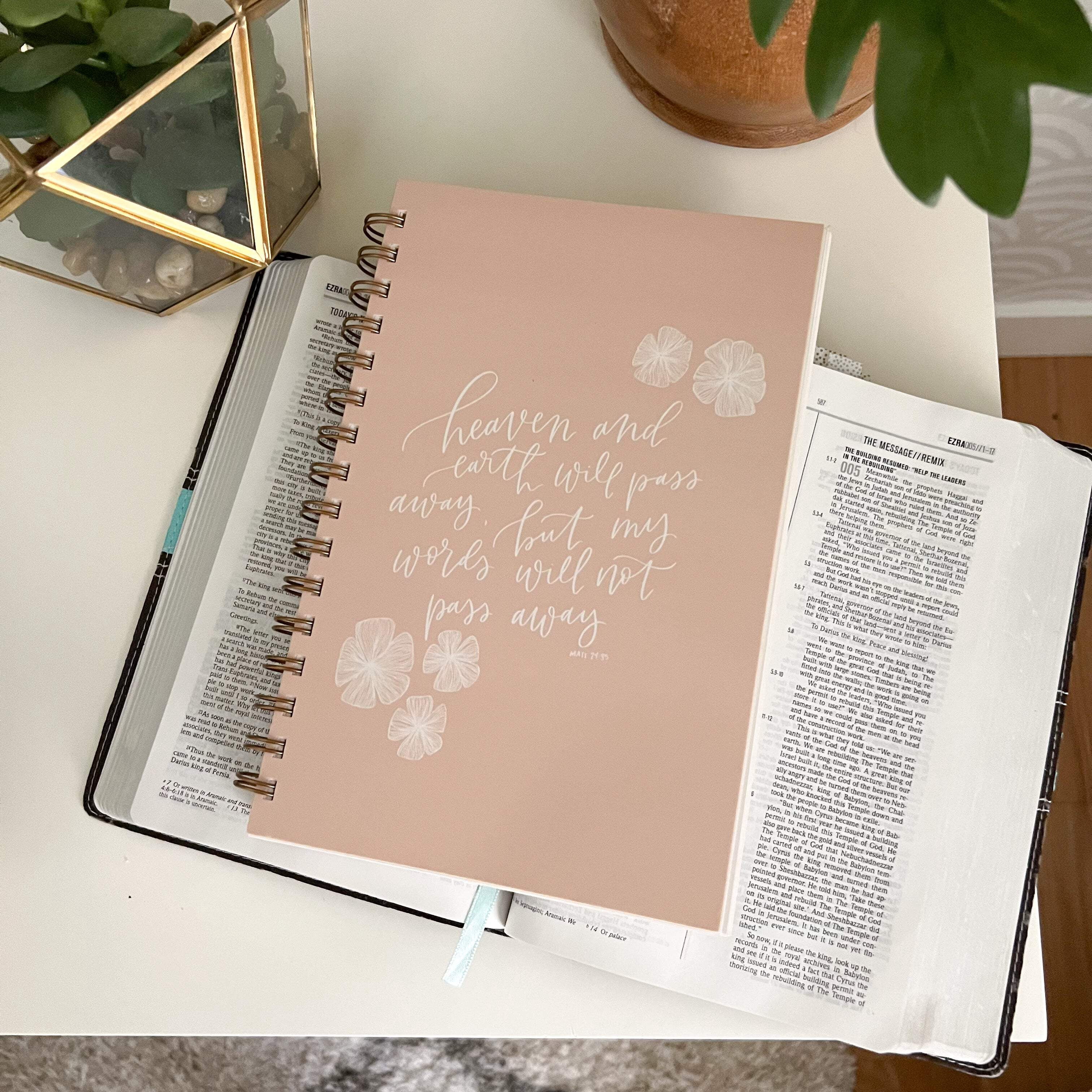Notebook | Bible Study Worksheet | Pink | Matthew 24:35