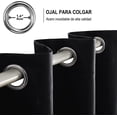 thumbnail image 2 of Cortinas Blackout con Aislamiento Térmico para Recámara Ventana, con Ojales en la Parte Superior, Suave 100% Poliéster Tela Impermeable, Reducción Ruido, 2 Paneles, Negro, 2 of 4