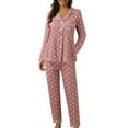 thumbnail image 2 of Women's Pajama Sets Women Casual Lapel Button Polka Dots Print Two Piece Long Sleeve Pajamas Pajamas Suit,Pink Women Pajama Sets XL, 2 of 8