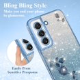 thumbnail image 6 of for Samsung Galaxy S21 Plus Case Clear Glitter Sparkle Luxury Shiny Phone Case Samsung S21 Plus Case Silicone TPU Soft Flower Transparent Shockproof Cover Pruple Thin (Blue), 6 of 14