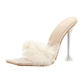 thumbnail image 1 of HSMQHJWE Sandales à Talons Hauts Minces à Plumes Duveteuses Transparentes d'Extérieur Polyvalentes Mode Polyvalentes, 1 of 7
