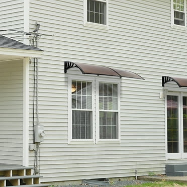 Winado 78"X37.4" Door Awning Rain Cover Garden Eaves Canopy  Brown & Black Bracket