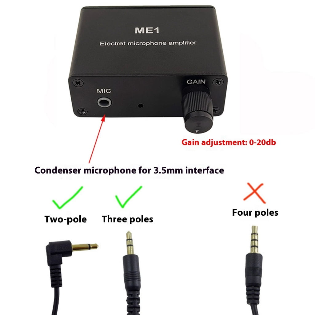 WINDLAND ME1 Electret Microphone Amplifier Adjustable 5-12V Power Supply for Electret Mic