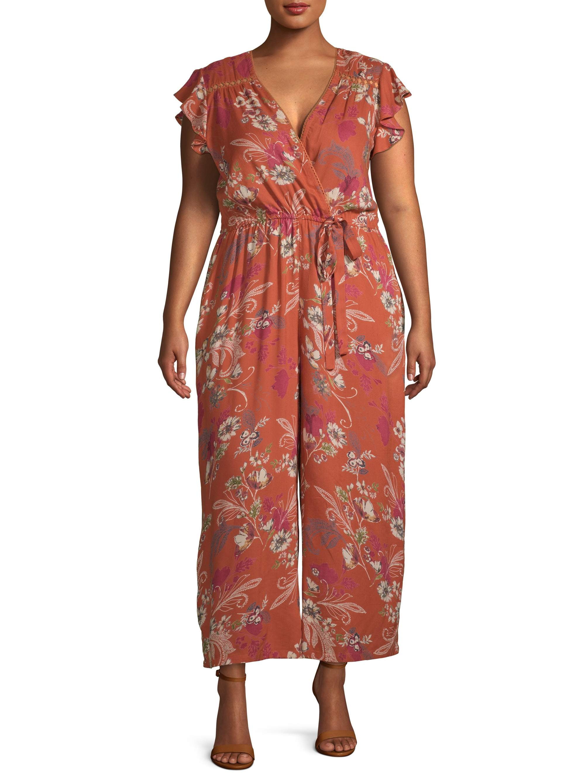 plus size floral jumpsuits