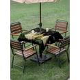 thumbnail image 3 of Outdoor Tablecloth with Umbrella Hole and Zipper, Black Christmas Tree Square Table Cloth 60x60 Inch Waterproof Tablecloth, Xmas Tree Winter Snowflake Picnic Table Cover for Patio Camping, 3 of 7
