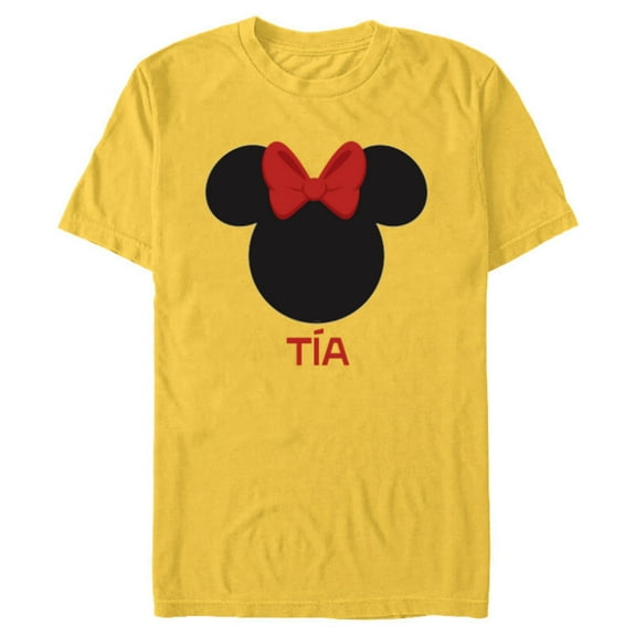 Disney Minnie Mouse Tía Aunt Red Bow Family Día de la Madre - Short Sleeve Blended T-Shirt for Adults - Customized-Yellow