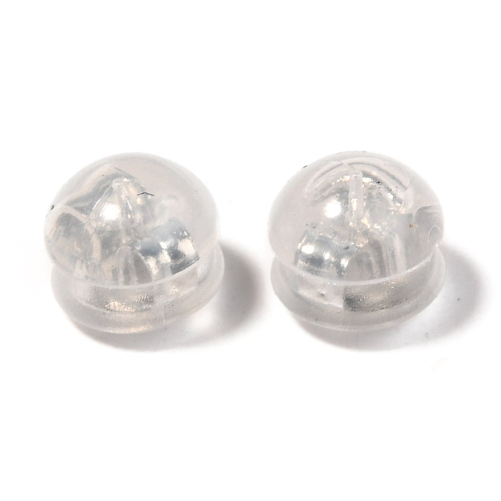 300pcs 316 Surgical Stainless Steel Ear Nuts with TPE Plastic Findings Earring Backs Half Round/Dome Stainless Steel color 4.5x5mm