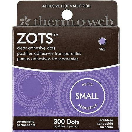 Zots Clear Adhesive Dots Value Pack Box, Small, 3/16" x 1/64" Thick, 300pc