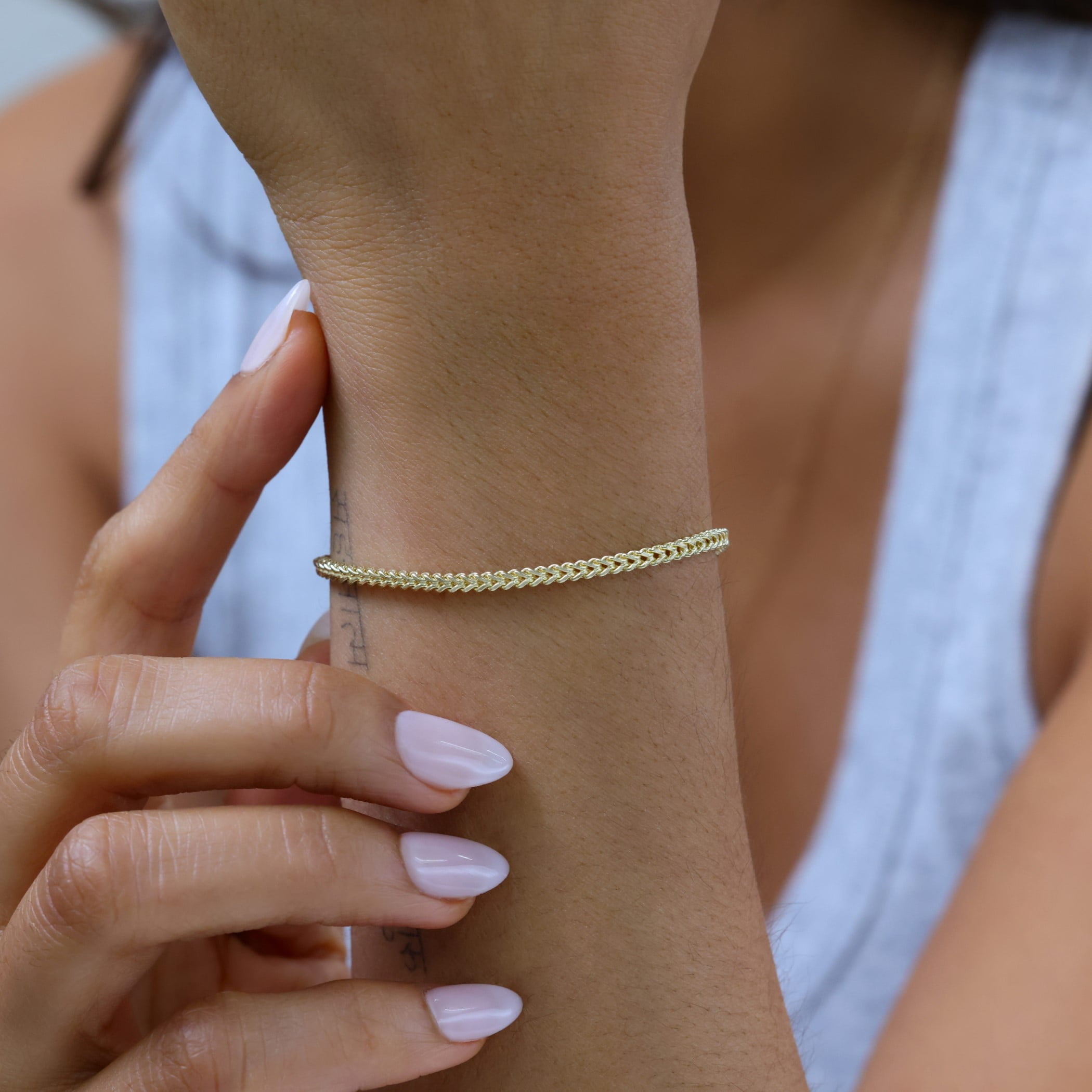Nuragold 10k Real Yellow Gold Franco Square 2.5mm Box Chain Wheat Chain Bracelet (7"-9") Italian Jewelry for Men & Women