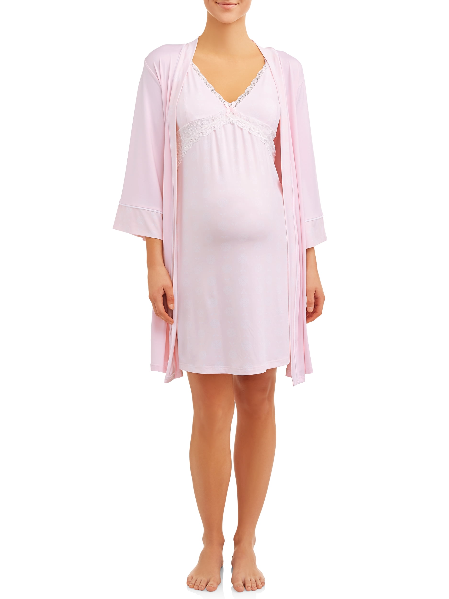 Nanette Lepore Womens/ Maternity 2 Piece Nursing Nightgown and Robe Pajama Lounge Set