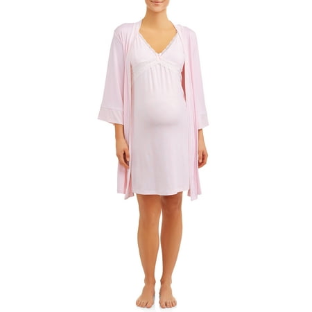 Nanette Lepore Maternity 2-piece nursing snap down night gown and robe (Best Way To Sleep While Pregnant With Back Pain)