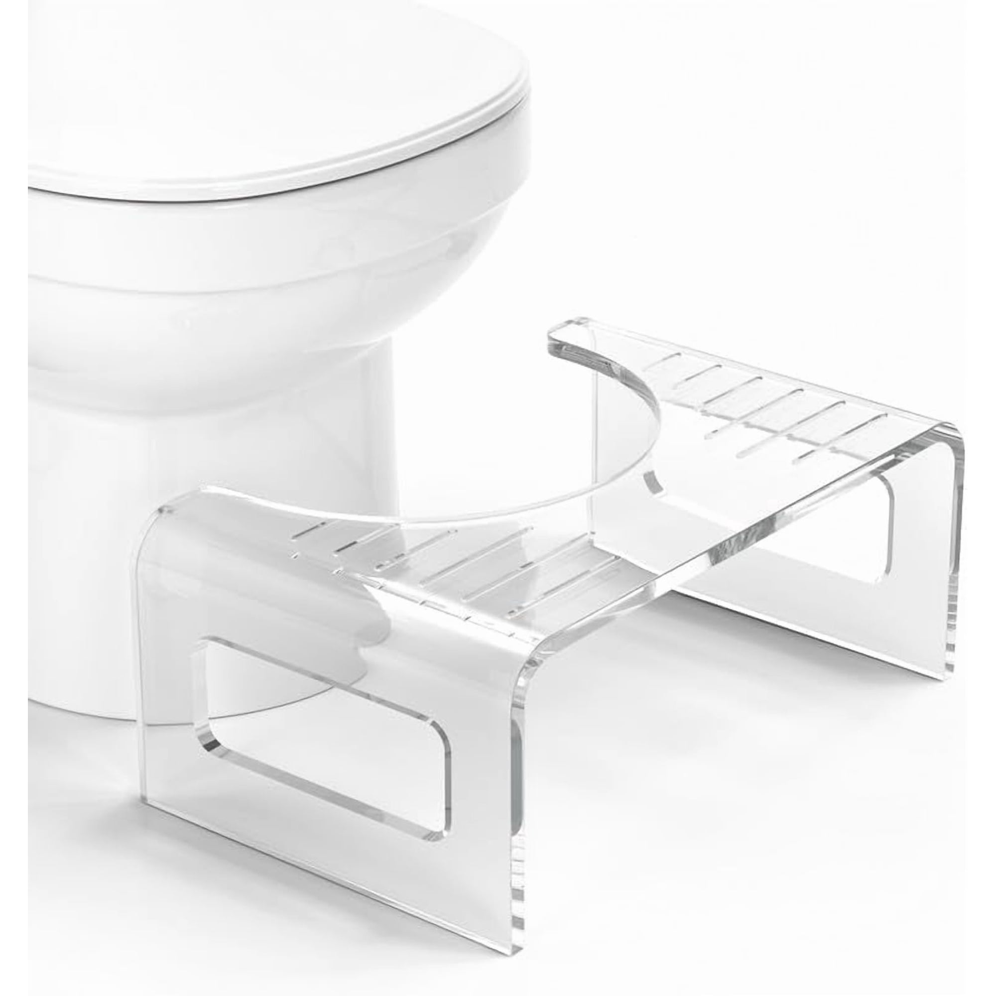 7 Inches Acrylic Squat Potty, Clear Toilet Step Stool for Adults, Modern Design Non-Slip Pooping Stool, Strong Load-Bearing, Blends Seamlessly Into Any Bathroom