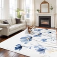 thumbnail image 2 of 6'x9' Area Rugs, Blue Spring Floral Indoor Outdoor Area Rug for Living Room Bedroom, Watercolor Botanical Summer Flower Washable Bathroom Rugs Kitchen Floor Carpet Mats Home Decor Aesthetic, 2 of 8