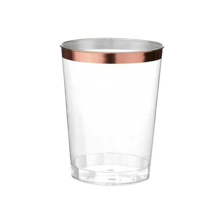 

Garhelper Plastic Stemless Wine Glasses With Gold Rim 20pcs 9oz/10oz Disposable Cups For Wedding Party Events