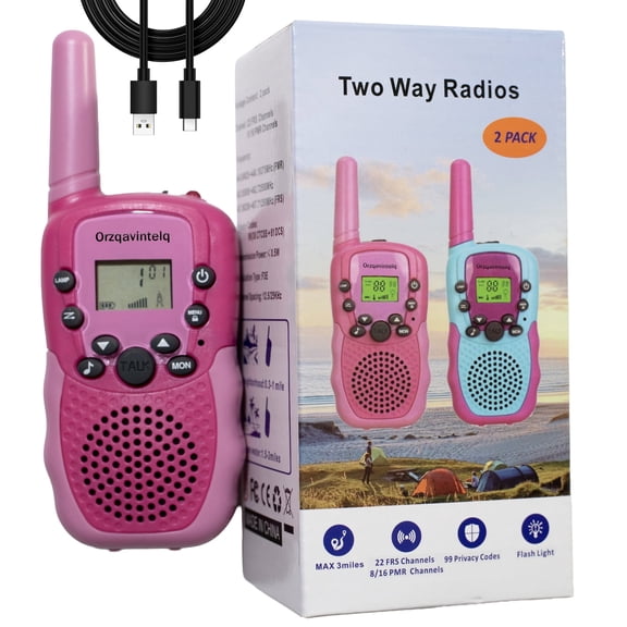 Orzqavintelq Walkie Talkies for Kids 22 Channels 2 Way Radio Toy with Backlit LCD Flashlight, 3 Miles Range for Outside, Camping, Hiking