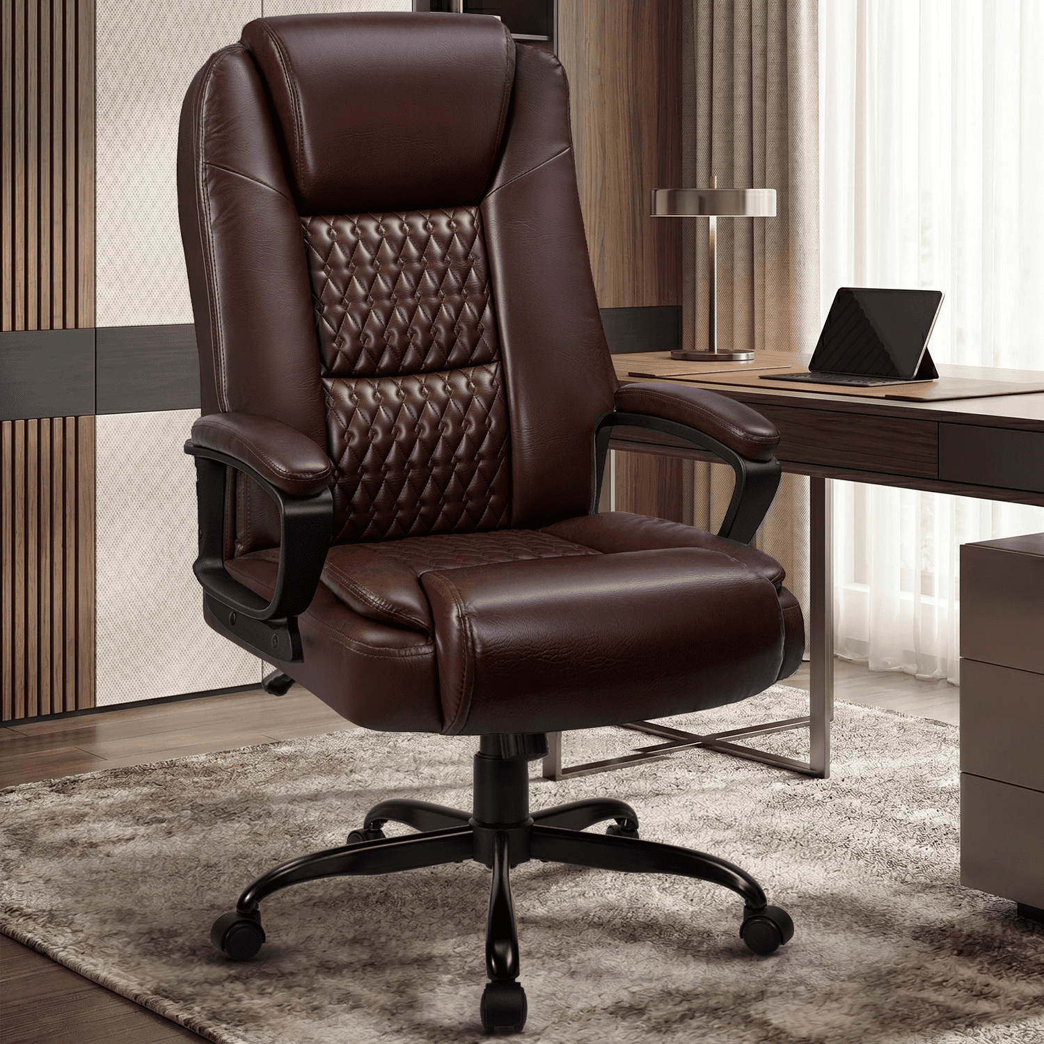 Waleaf Home Office Chair, 400LBS 8Hours Heavy Duty Design, Ergonomic High Back Cushion Lumbar Back Support, Computer Desk Chair, Big and Tall Chair for Work