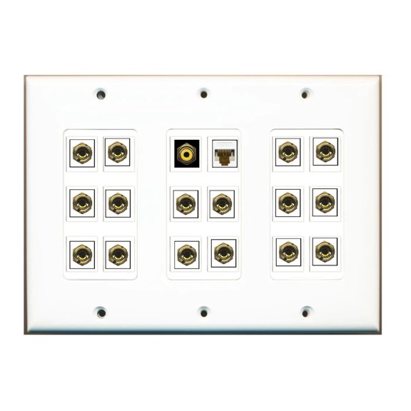 Ultra Spec Cables Custom Wall Plate White with up to 18 Keystone Ports