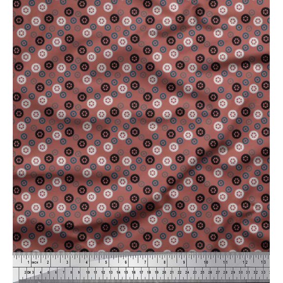 Soimoi Poly Georgette Fabric Gear Parts Shirting Decor Fabric Printed Yard 42 Inch Wide