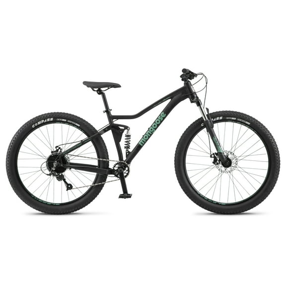 Mongoose Impasse Mountain Bike, 27.5 Inch Wheels, Ages 14 , Matte Black