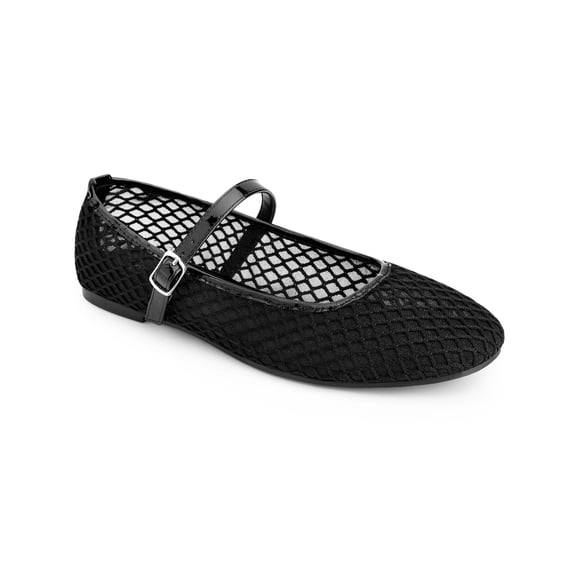 BLISSFUL STEP Round Toe Breathable Mesh Ballet Flats for Women Black (Size 9.5)