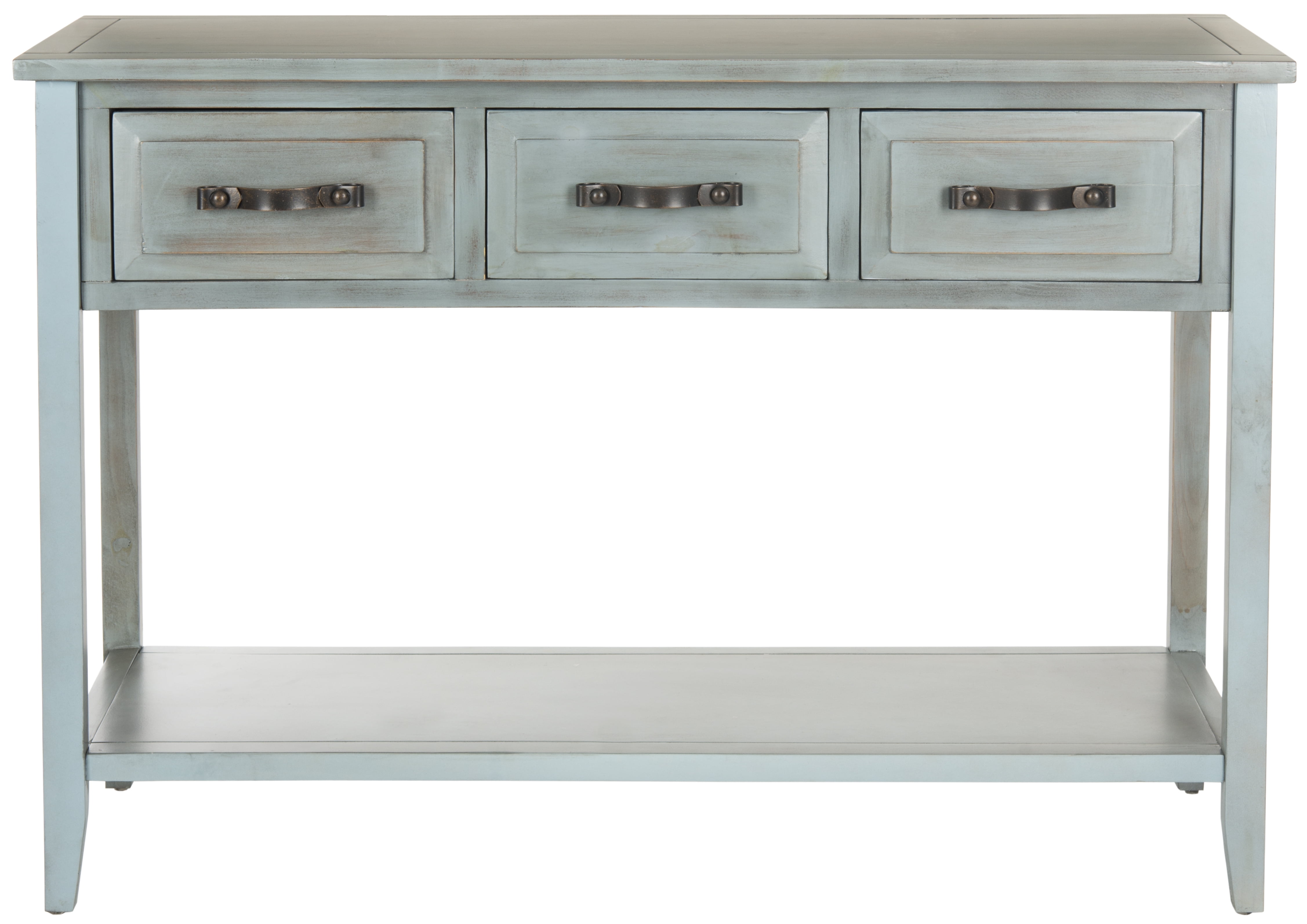 SAFAVIEH Aiden Contemporary Rustic Console Table w/ 3 Drawers, Barn Blue