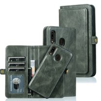 Dteck Wallet Case Compatible with Samsung Galaxy A30 / A20, [7 Card Slots] PU Leather Credit Holder Folio Flip [Detachable][Kickstand] Magnetic Phone Cover & Lanyard For Galaxy A20 / A30, Deep Green