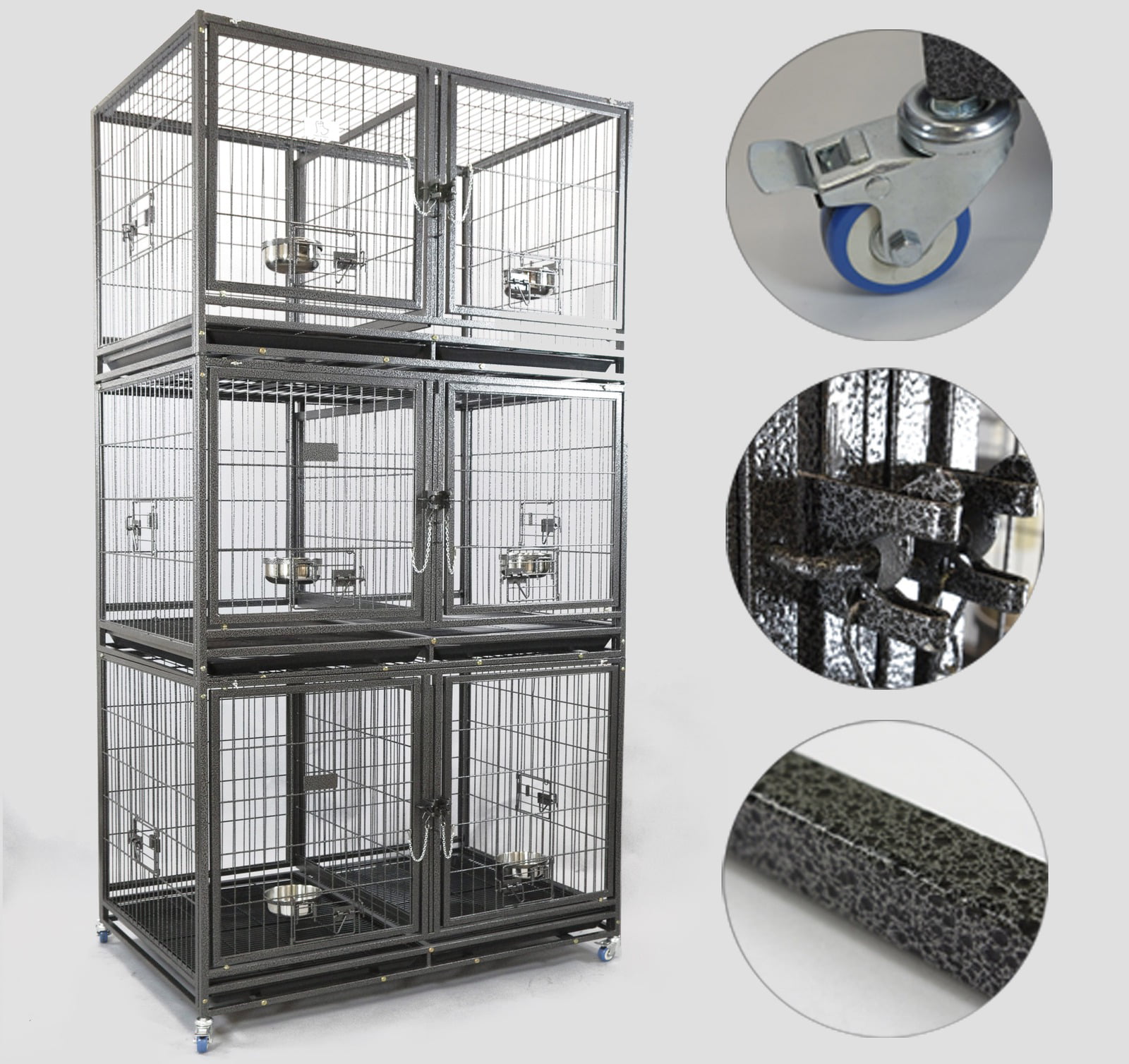 Photo 1 of **PARTS ONLY** Homey Pet Stackable 3 Tier Dog Cage with Wheel, Divider, Tray, 43L x 28W x 78H