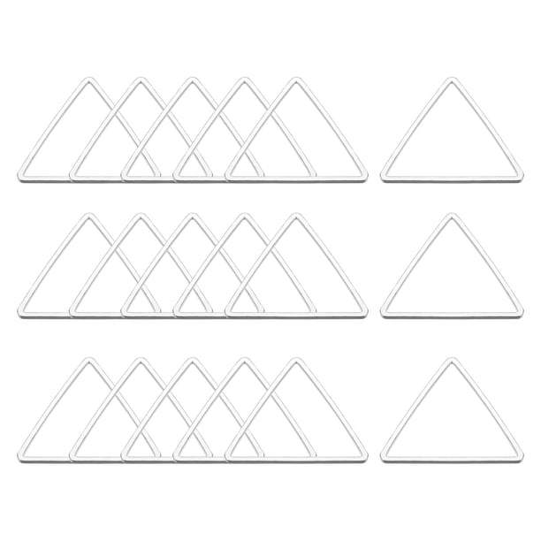 Triángulo Arete Cuenta Aro, Triángulo Hueco Marco Dije 24mm/0.94 Plateado Tono Geométrico Enlace Anillo para Joyería Fabricación, Paquete de 20