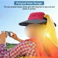 thumbnail image 5 of IC ICLOVER Women Summer Sun Hat Wide Brim Outdoor UV Protection Hat Foldable Ponytail Bucket Cap for Beach Travel Hiking Gardening with Adjustable Chin Strap, Watermelon Red, 5 of 8