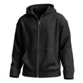 thumbnail image 2 of Hsovts Mens Waffle Knit Full Zip Hoodies Loose Pocket Drawstring Jacket Winter Warm Outdoor Casual Hoodie Black 2XL, 2 of 7