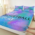 thumbnail image 3 of Castle Fairy Eat Sleep Basketball Twin Sheet Sets 3pcs for Children Teens Adults,Graffiti Splash Twin Fitted Sheet Microfiber,Gradient Blue Purple Green Breathable Flat Sheet,Breathable Home Decor, 3 of 7